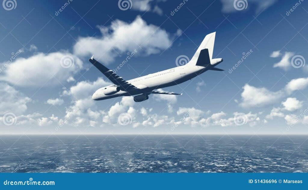 aereo in volo sopra un oceano blu