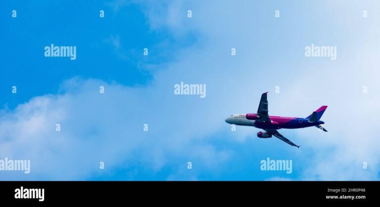 aereo wizz air su sfondo blu cielo