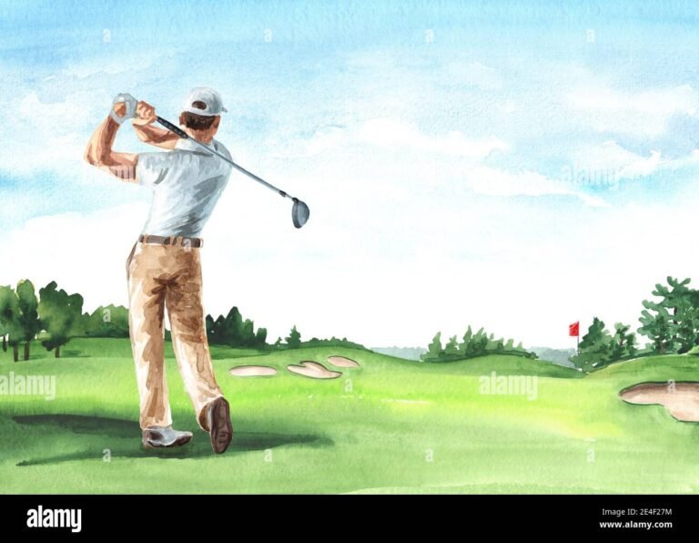 golfista che gioca su un campo verde