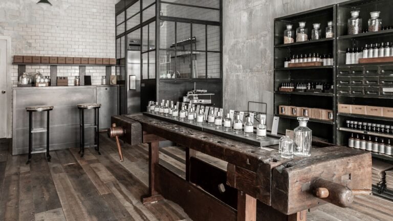 laboratorio olfattivo con flaconi di essenze