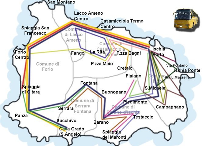 mappa del percorso bus ischia porto a forio
