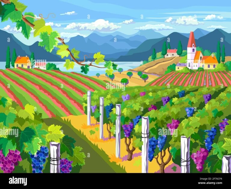 paesaggio rurale con vigneti e campi