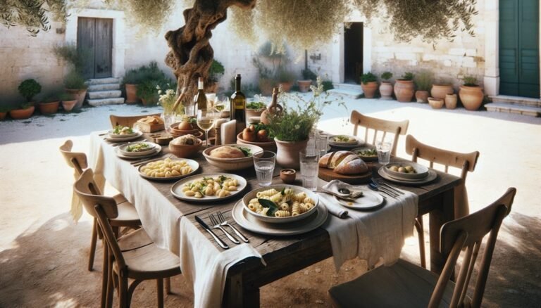 piatti tipici pugliesi in un ristorante accogliente