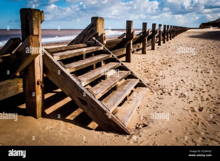 Cosa sono e come si utilizzano gli scalini Punta Ala 16 scalini in legno su una spiaggia sabbiosa