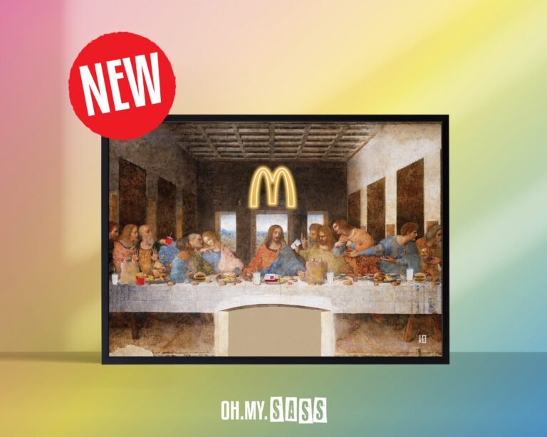 un collage tra il logo mcdonalds e opere di da vinci
