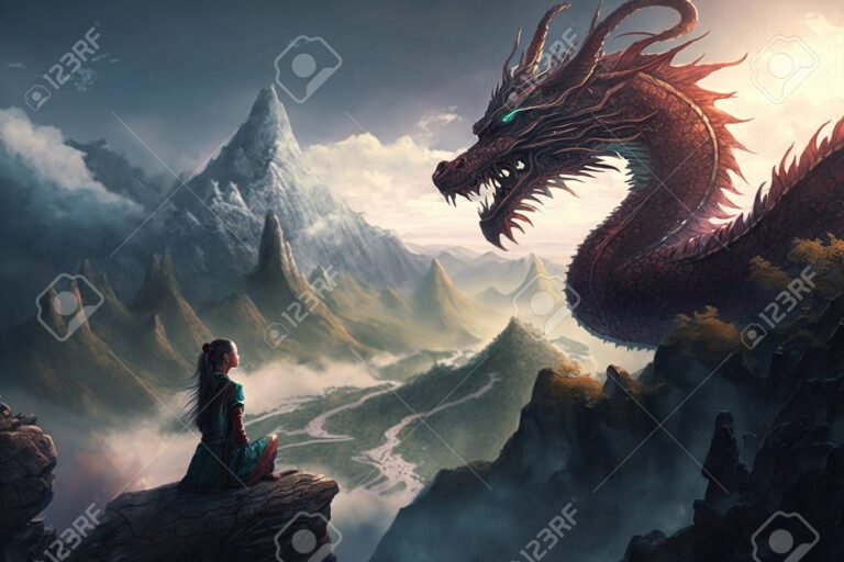 un drago maestoso in un paesaggio fantastico