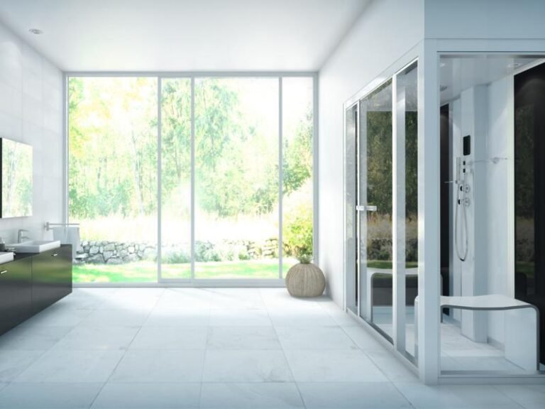 un elegante bagno turco con vapore