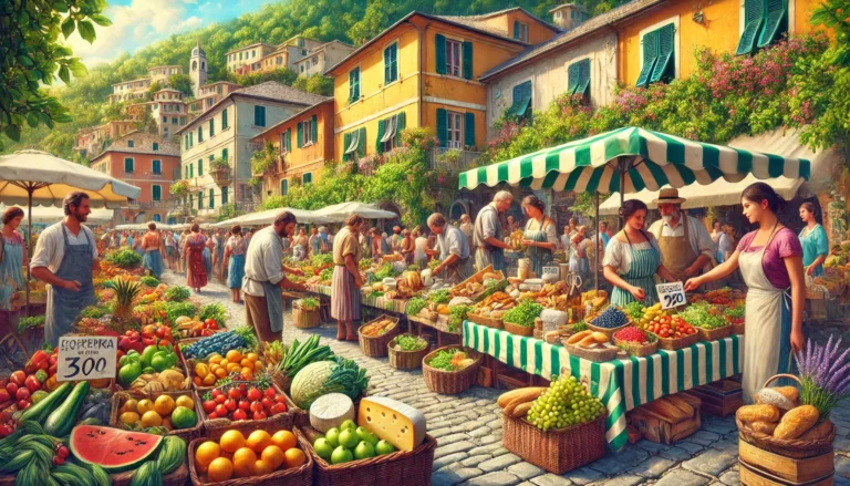 un mercato di prodotti locali freschi