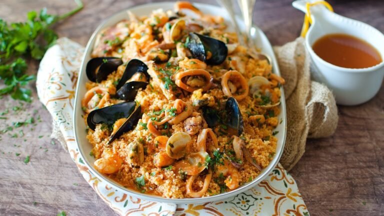 un piatto di couscous con pesce