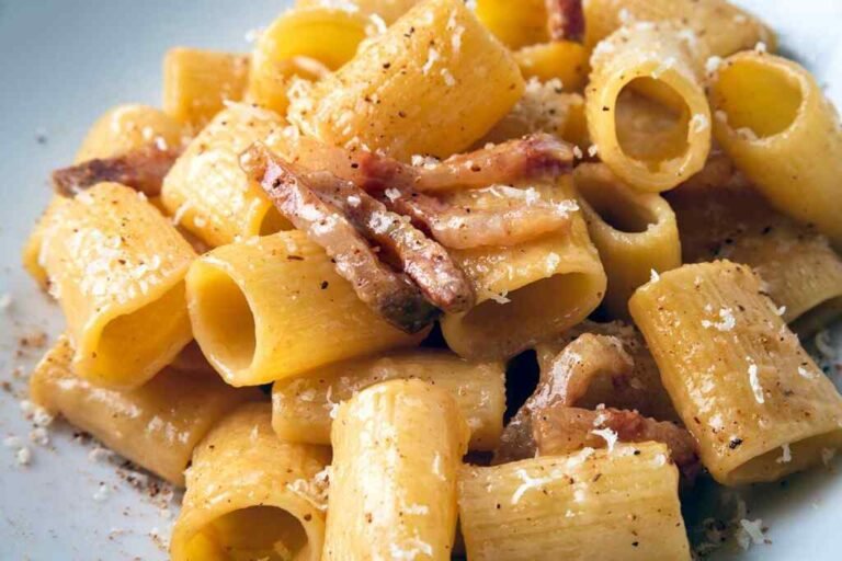 un piatto di pasta tipica romana