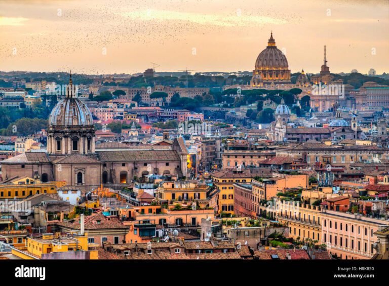 vista panoramica di roma al tramonto