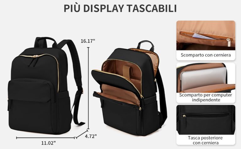 zaino elegante con scomparto per laptop